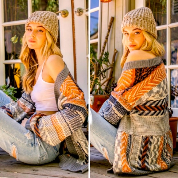 Multi Patterned Sweater Cardigan - Picture 5 of 9